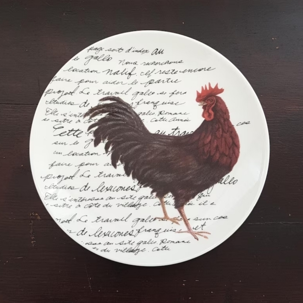 Vintage Rooster Salad Plates Set: Farmhouse Kitchen Decor